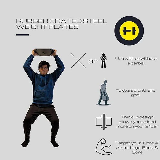 HulkFit 2-inch Rubber Coated Steel Weight Plates Set - Product Image