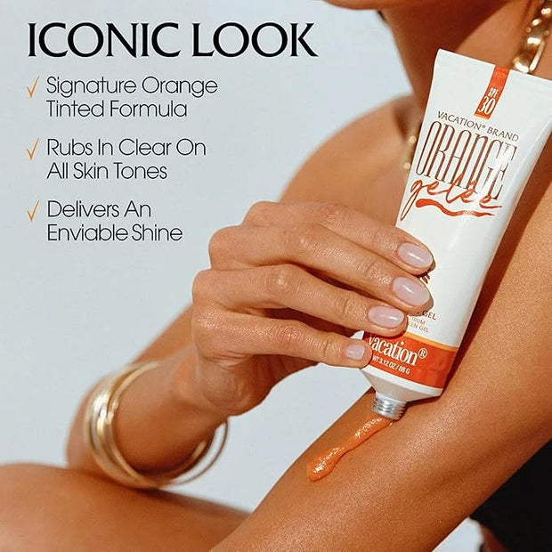 Vacation Orange Gelée SPF 30 Gel & Tube Key Bundle, Hydrating Balm-to-Oil Sunscreen, Mineral-Oil Free, Water-Resistant, Tr...