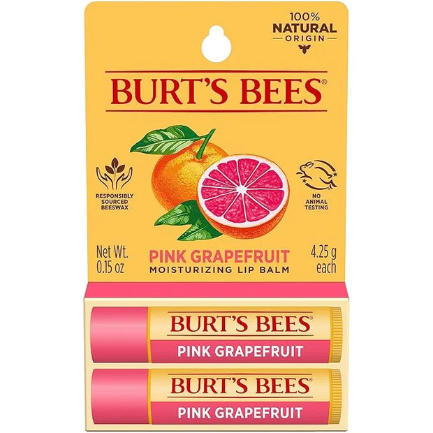 Burt's Bees Lip Balm - Pink Grapefruit, Lip Moisturizer With Responsibly Sourced Beeswax, Tint-Free, Natural Origin Condit...