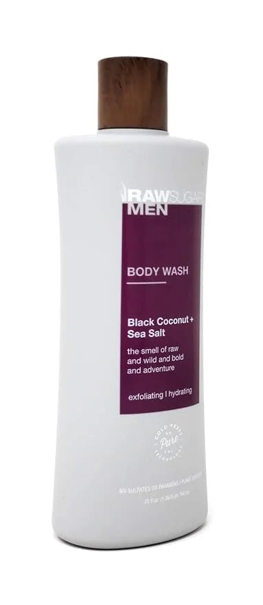 RAW SUGAR Men's Body Wash 25 fl oz (Pack of 1) (Black Coconut + Sea Salt) - Product Image
