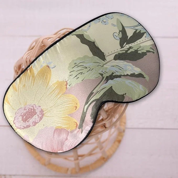 Maxfeel 100% Pure Silk Eye Mask Sleep Eye Mask Eye Cover Eyeshade Sleeping Eye Mask Floral Colors (#28) - Product Image