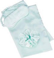 Vegan Silk Sleep Set, Silky Pillowcase with Large Scrunchie and Eye Mask for Hair and Skin, Self Care Essential Satin Nigh...
