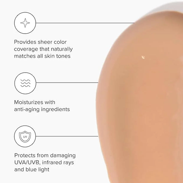 DRMTLGY Anti-Aging Tinted Moisturizer with SPF 46. Universal Tint. All-In-One Light Coverage Sheer Tinted Face Sunscreen w...