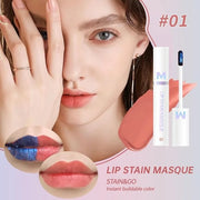 Matte Lip Gloss Peel Off Masque - Peel Off Lip Stain Tattoo, Peachy Rose Peel Off Lip Tint，Long Lasting Waterproof Transfe...