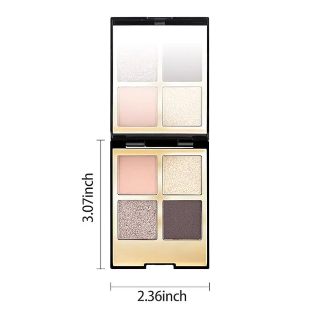 4 Colors Eyeshadow Makeup Palette,Nude Rose Gold Highly Pigmented Natural Neutral Nude Eye Shadow Palette with Mirror,Long...