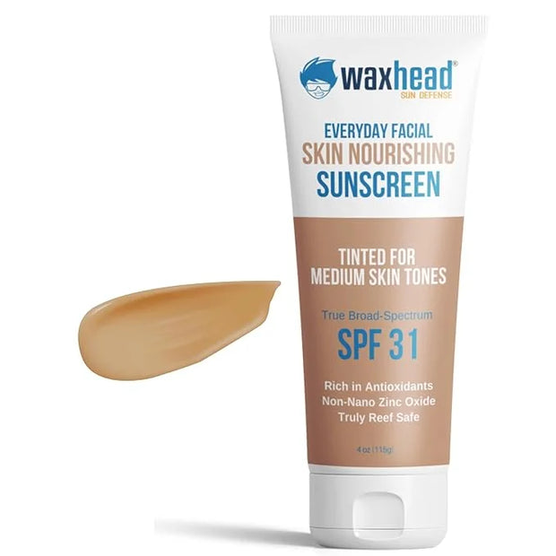 Waxhead Tinted Sunscreen with Zinc Oxide (Sheer Medium Tint) - Tinted Mineral Sunscreen, BB Cream Tinted Moisturizer with ...