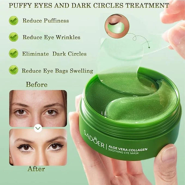 Under Eye Patches for Dark Circles, Puffiness and Eye Bags, Aloe Vera Eye Mask,Wrinkle Treatment Anti-Aging Rejuvenating M...