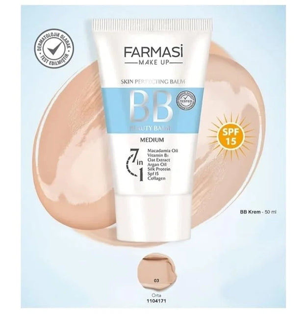 FARMASi Make Up BB Cream Beauty Balm, Full-Coverage Foundation, Concealer, Moisturizer BB Cream for All Skin Types, 1.7 fl...