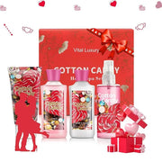 Cotton Candy Bath & Body Kit, 3 Fl Oz, Ideal Skincare Gift Home Spa Set, Includes Body Lotion, Shower Gel, Body Cream, and...