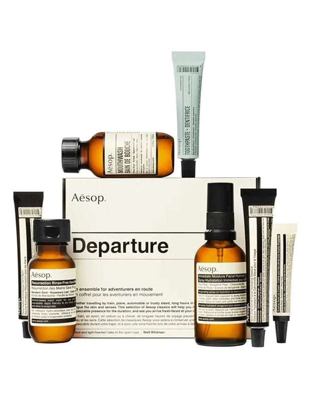 Aesop Departure 7-Piece Travel Kit! Seven Travel-Sized Essentials For Hand Care, Skincare And Oral Care! Cleanse And Moist...