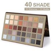 UCANBE Nude Eyeshadow Palette + 15 PCS Makeup Brushes Set, 40 Color Matte Shimmer Glitter Eye Shadow, Neutral Black Dark G...