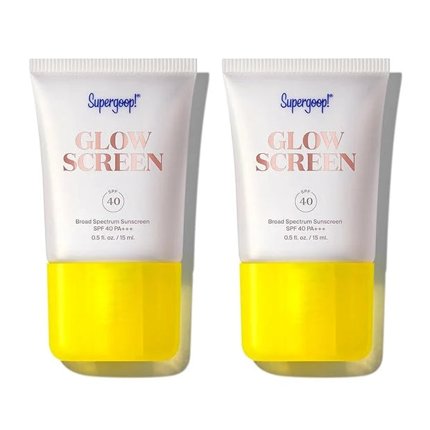 Supergoop! Glowscreen (SPF 40) - 0.5 fl oz, Pack of 2 - Glowy Primer + Broad Spectrum Tinted Sunscreen - Helps Filter Blue...