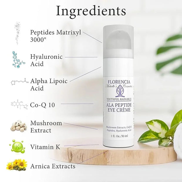 Florencia ALA Peptide Eye Cream - Anti-Aging Repair for Wrinkles, Fine Lines, Dryness - Hydrating, Nourishing, Firming, Mo...