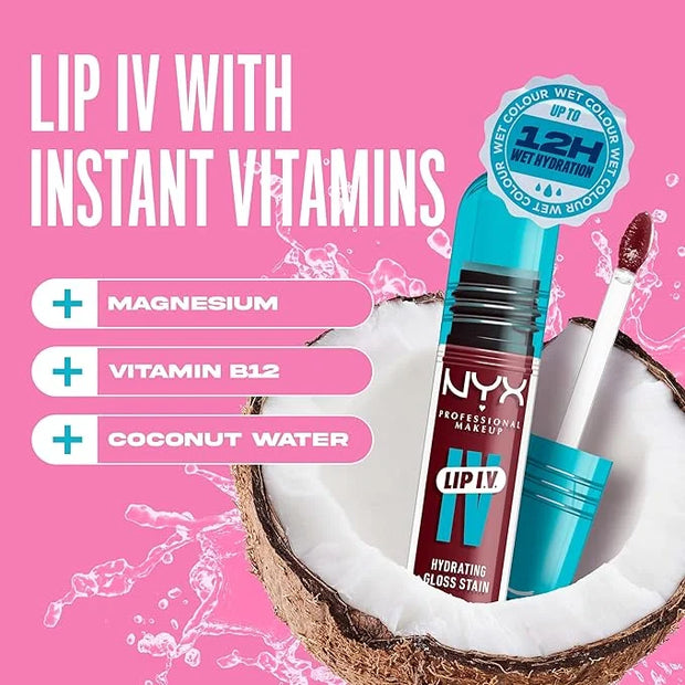 NYX PROFESSIONAL MAKEUP Lip IV Hydrating Glossy Lip Stain with 12HR Hydration - Drippin In Rose (Pink) - Product Image