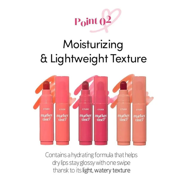 ETUDE Dear Darling Marker Tint #5 Pink Tangerine (5g) | Hydrating & Long Lasting Lip Stain | High Pigmented Lip Maker with...