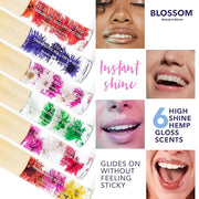 Blossom Roll on Lip Gloss, Scented Clear High Shine Moisturizing Lip Oil, Non Sticky, Infused with Real Flowers, Made in U...