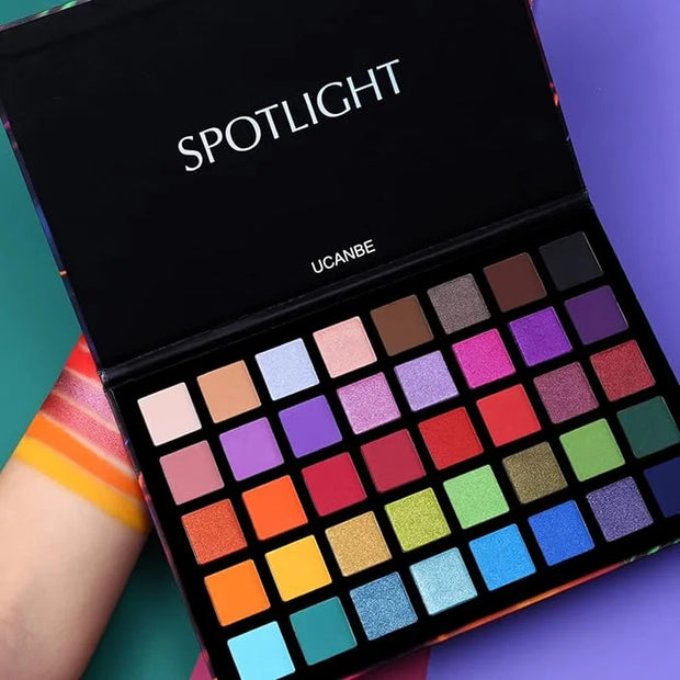UCANBE Spotlight Eyeshadow Palette + 15 PCS Eye Brushes Makeup Set, Professional 40 Color Matte Shimmer Glitter Eye Shadow...