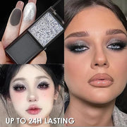 Gray Black Two Color Matte Shimmer Glitter Eyeshadow,Bright High Pigment Eye Shadow Powder,Professional Long-Lasting Water...