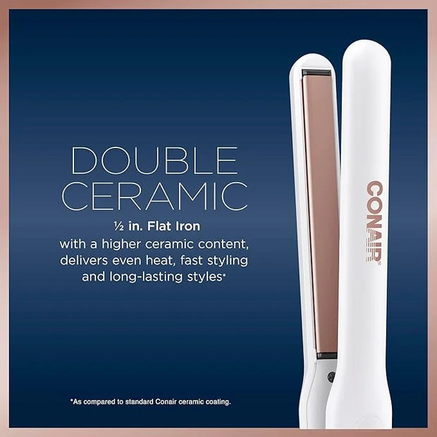 Conair Double Ceramic Flat Iron, 1/2-inch - Product Image