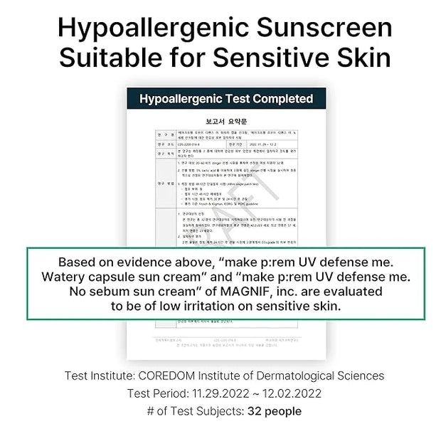 MAKEPREM No Sebum Sun Cream UV Defense SPF 50+ PA++++ Reef-safe, Ocean Friendly Sunscreen Sunblock - 1.7 Fl Oz, UV Protect...