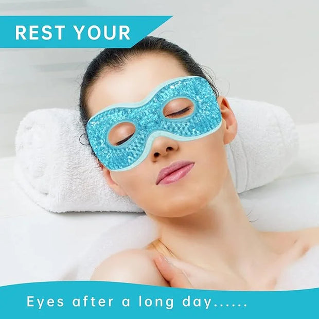2 PCS Ice Eye Mask Reusable Ice Pack Hot/Cold Compress Gel Bead Cooling Mask for Puffiness/Dark Circles/Headaches/Migraine...