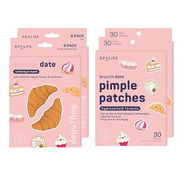 SpaLife BRUNCH DATE UNDEREYE MASK & PIMPLE PATCH DUO – Hydrogel Undereye Patches for Dark Circles & Puffy Eyes – Hydrocoll...