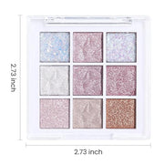 Eye Shadow Palette Makeup,Pink White Purple Glitter Shimmer Sparkle Warm Pastel 9 Colors Eye Shadow Palette,Nude White Cre...