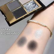 4 Colors Eyeshadow Makeup Palette,Black Gray Highly Pigmented Natural Neutral Nude Smoke Eye Shadow Palette with Mirror,Lo...