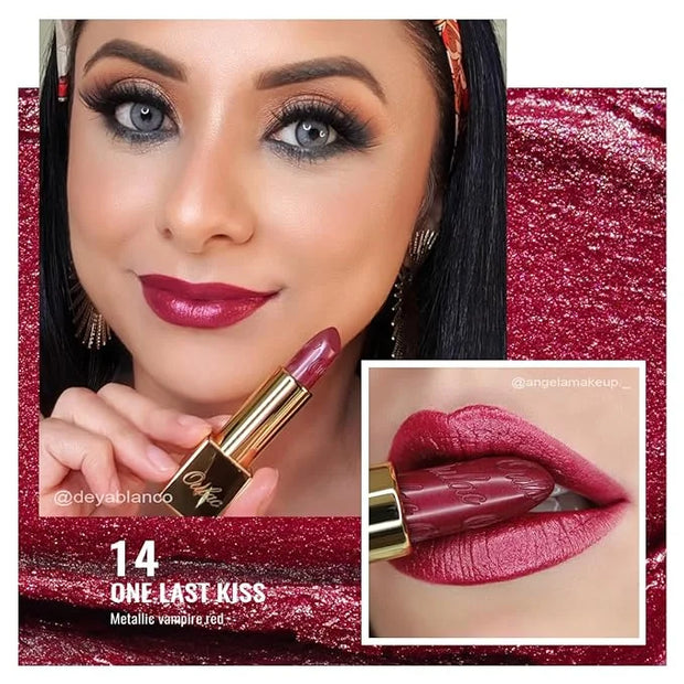 Oulac Wine Red Lipstick for Women with Metallic 3D Shine Lightweight Hydrating Formula, High Impact Lip Color, Vegan Beaut...