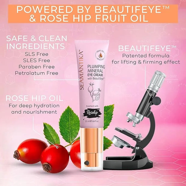 PLUMPING MINERAL EYE CREAM - Firming, Lifting, & Smoothing Formula, Eye Cream Anti-Aging - Quick Absorbing & Rich Moisture...