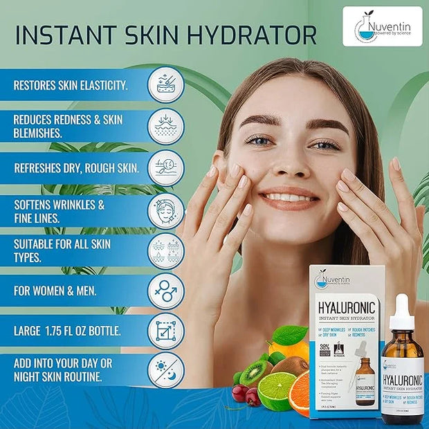 Hyaluronic Acid Serum Anti Aging Skin Care Facial Booster For Face - Hydro-Boost Moisturizer Booster W/Vitamin C & Vitamin...