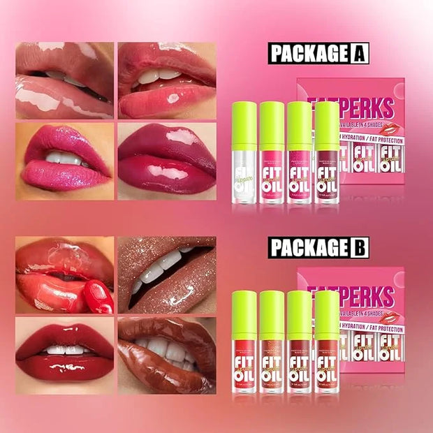 4 Colors Lip Oil Lip Glaze, Hydrating Lip Glow Oil Big Brush Head Shiny Moisturizing Lip Gloss, Long Lasting Non-sticky Fr...