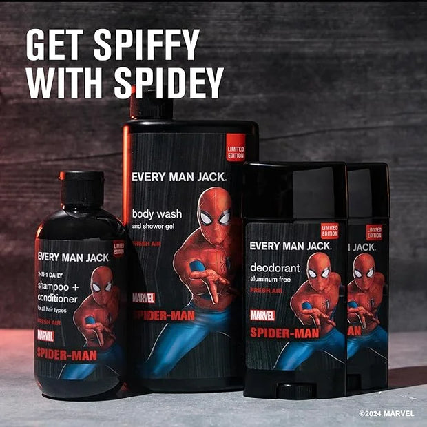 Every Man Jack Spider-Man Body Set - Perfect for Every Guy & Marvel-Lover - Bath and Body Marvel Gift Set with Clean Ingre...