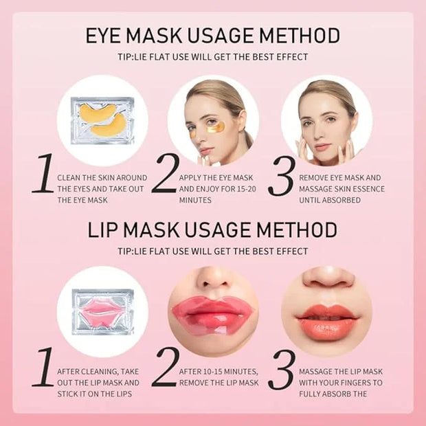 15 Pairs Eye Mask and 15 Pcs Lip Mask, Under Eye Patches and Lip Pads, Anti Aging Eye and Lip Mask, Collagen Crystal Mask ...