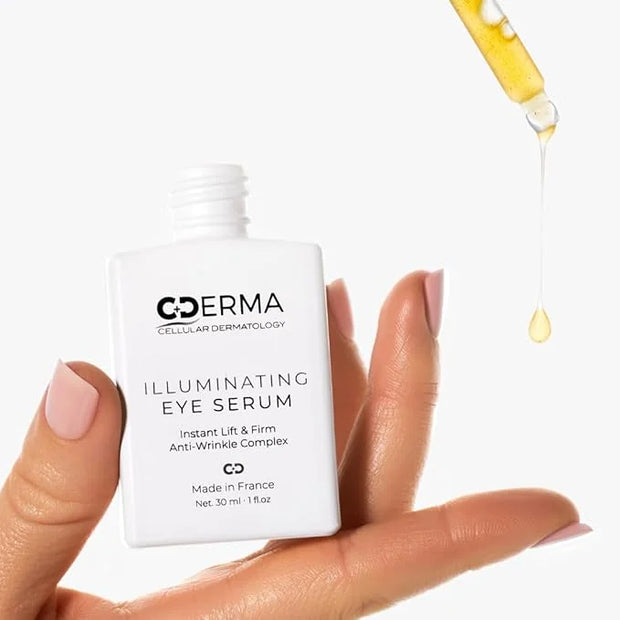 CDERMA Anti Aging Eye Serum Reduces Wrinkles, Fine Lines, Puffiness & Dark Under Eye Bags. Instant Lift & Firm - Made in F...