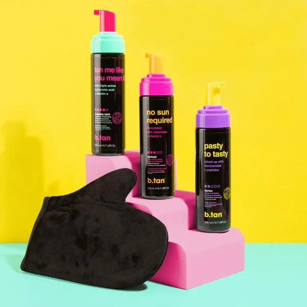 b.tan Dark Self Tanner Mousse | Pasty to Tasty -Best, 1 Hour Express, Hydrating Sunless Tanning Foam, Bronzed Glowy Skin, ...