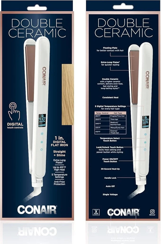Conair Double Ceramic Flat Iron, 1-inch Digital Flat Iron - Product Image
