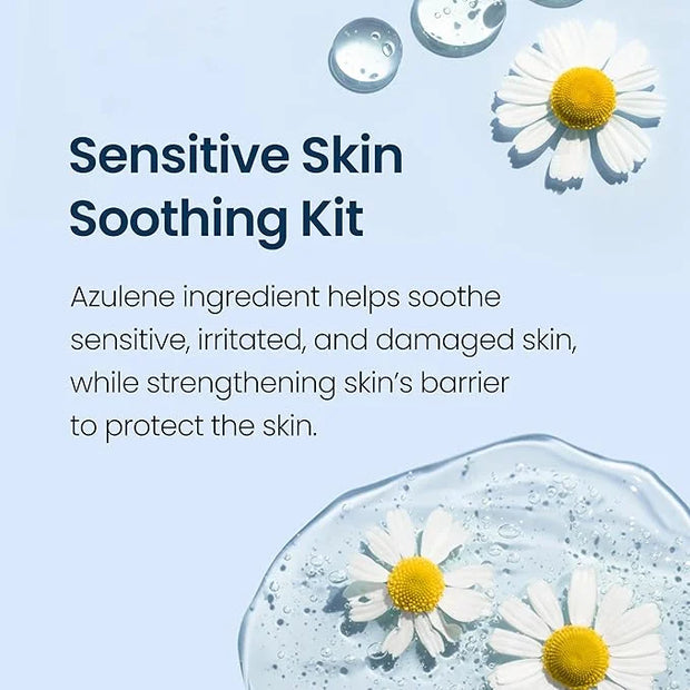 SURMEDIC AZULENE Soothing Trial Kit, Korean Skincare, Airplane-Friendly Travel Size Mini Set, Facitl Kit Gift for Women wi...