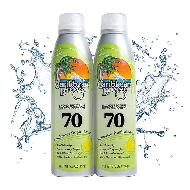 Continuous Tropical Mist Spray Sunscreen SPF 70, Reef Safe Sunscreen Spray, Up to 80 Minutes Water Resistant Sunscreen Fac...