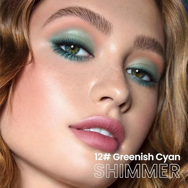 evpct Greenish Cyan Shimmer Cream Eye Shadow Brightener Sticks Set for Eyes, Cyan Shimmery Matte Pencil Eye shadow Applica...