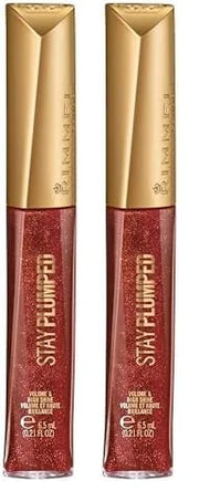 Rimmel Stay Plumped Lip Gloss, 760 Bronze Suga, Pack of 2 - Product Image