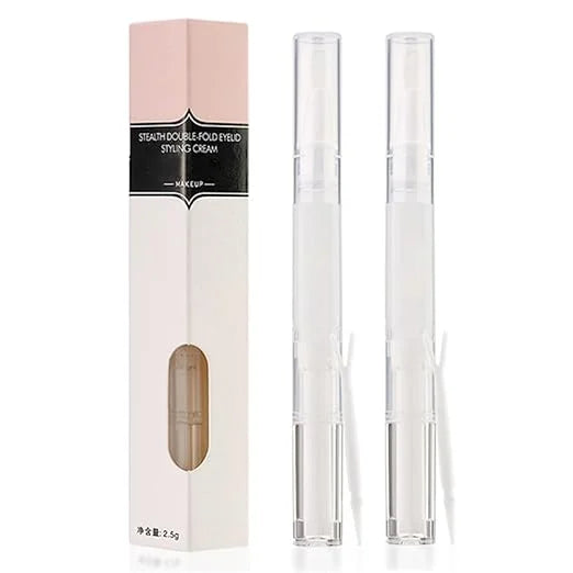 Natural Double Eyelid Pen Glue, 2-Pack Invisible Double Eyelid Styling Cream Long Lasting Liquid Eyelid Glue Eyelid Shapin...