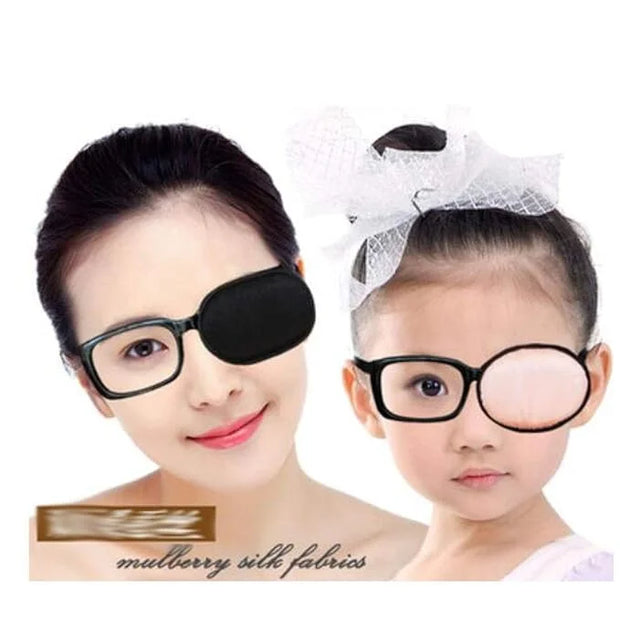 Adult/Kids Silk Glasses Eye Mask Amblyopia Strabismus Lazy Eye Patches Treat Lazy Eye and Strabismus(Black) - Product Image