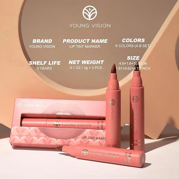 YOUNG VISION Lip Tint Marker 3 PCS Set, YOUNG