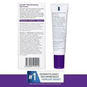 CeraVe Skin Renewing Eye Cream For Wrinkles, Under Eye Cream With Peptides + Caffeine + Niacinamide, For Wrinkles & Crows ...