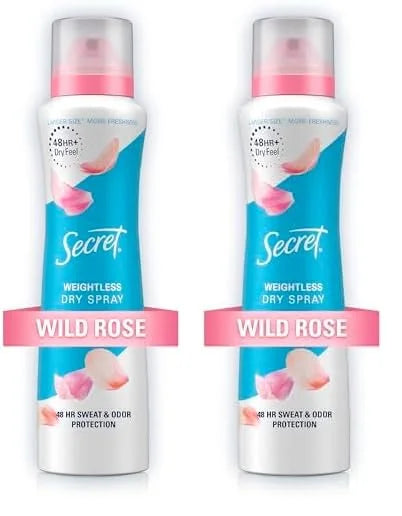 Secret Dry Spray Antiperspirant Deodorant, Wild Rose and Argan Oil, 4.1oz (Pack of 2) - Product Image