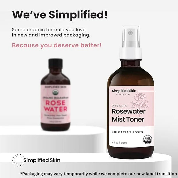 Rose Water Spray for Face & Hair - Organic USDA Certified Rosewater Facial Toner - Alcohol-Free Makeup Setting Hydrating F...