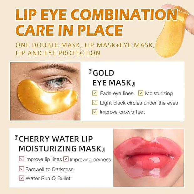 30 Pairs Lip Masks & Eye Mask for Mothers Day Gifts, 24K Gold Gel Under Eye Patches for Puffy Eyes, Crystal Collagen Moist...