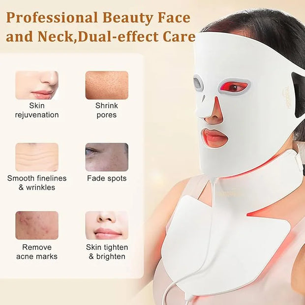 Hotodeal LED Face Mask Light Therapy,7 Colors Light Therapy for Face & Neck Mask,Skin Rejuvenation Anti-aging Beauty LED M...
