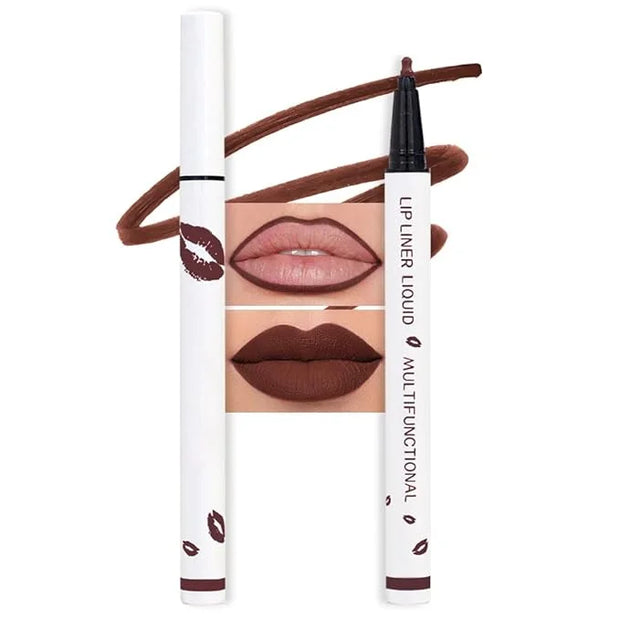 Longwear Liquid Lip Liner Stain Marker Pen Long Lasting Waterproof, Chocolate Cocoa Dark Red Brown Matte Semi Permanent 24...